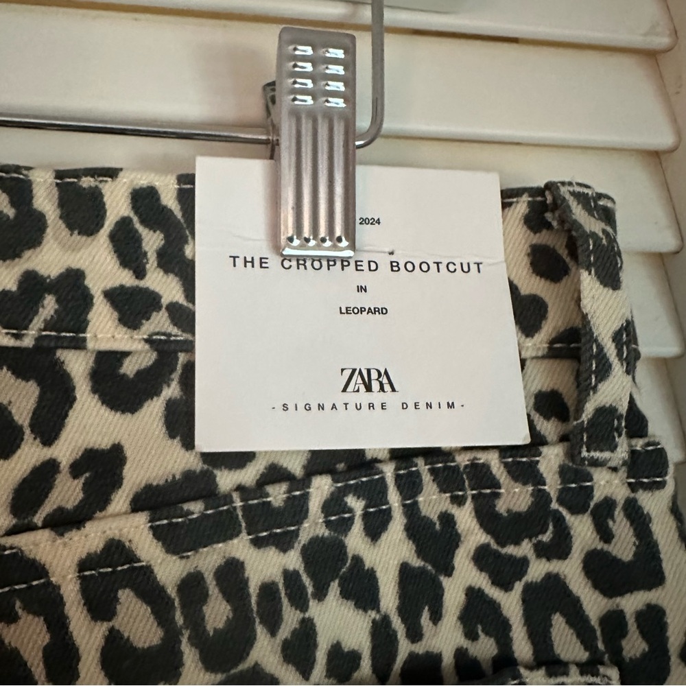 Zara Cropped Boot Leopard Print Pants Jeans 12 - Picture 5 of 5